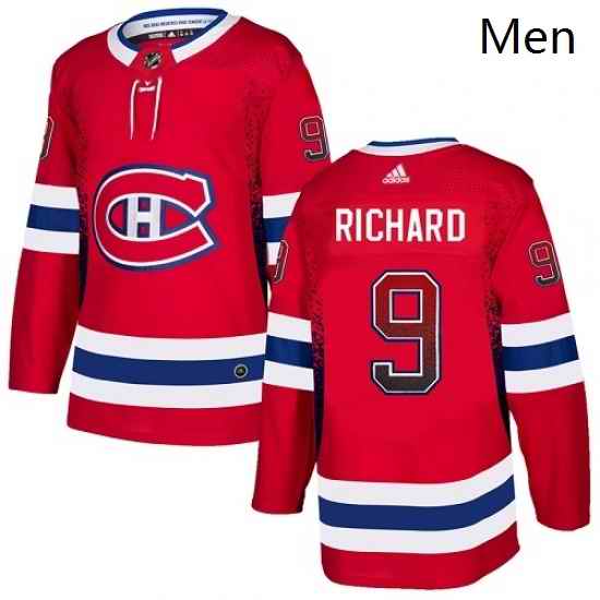 Mens Adidas Montreal Canadiens 9 Maurice Richard Authentic Red Drift Fashion NHL Jersey